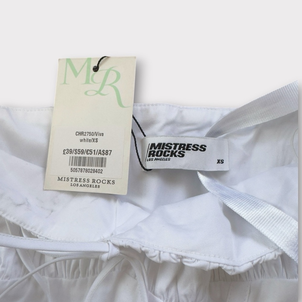 Mistress Rocks Chic White Corset Blouse with Ribbon Details - Picture 4 of 4
